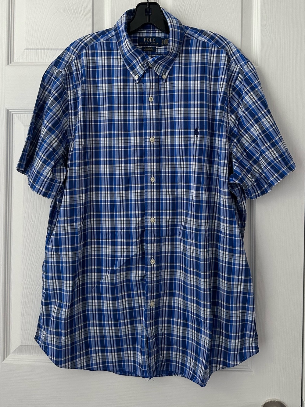 Polo Ralph Lauren Classic-Fit Plaid Short-Sleeve Oxford Shirt XL